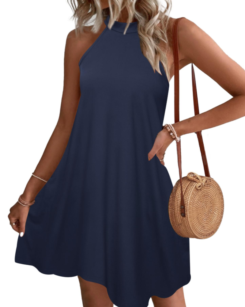 Vestito Estivo Donna Mian – Mini Tunica Halter con Schiena Scoperta e Tasche