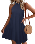 Vestito Estivo Donna Mian – Mini Tunica Halter con Schiena Scoperta e Tasche