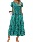 Abito Maxi Bohemien Olivia da Donna – Abito Lungo Floreale con Taglio A e Tasche