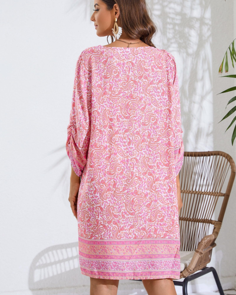 Tunica Donna Estiva Mara – Floreale Bohemien Maniche 3/4 e Fiocco