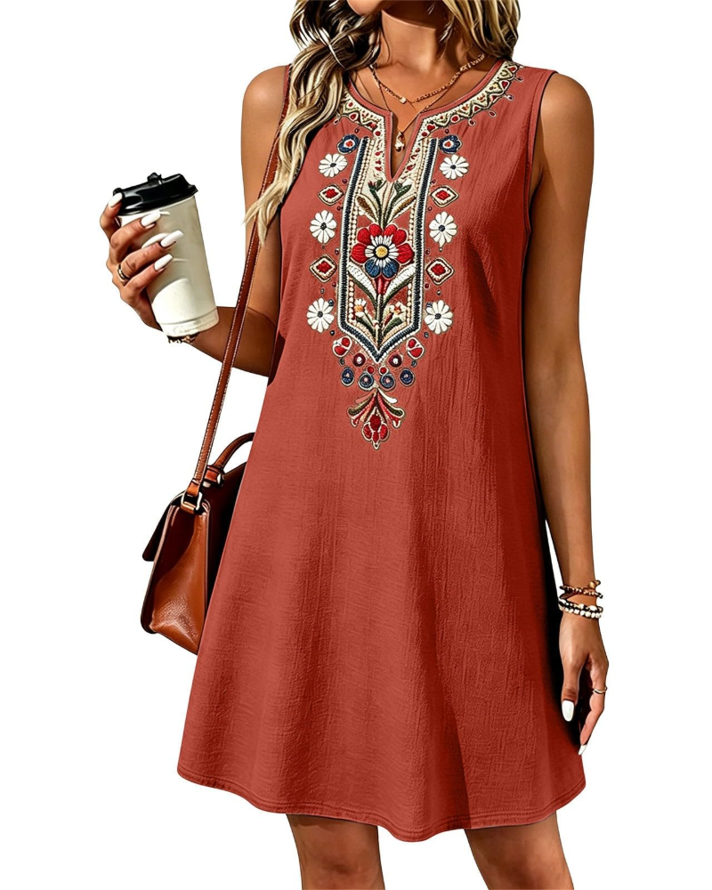 Rachel Vestito Lungo Donna Estate – Lino Cotone Senza Maniche &amp; Tasche