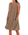Vestito Estivo da Donna Ellai – Cotone Senza Maniche Lunghezza al Ginocchio con Tasche
