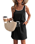 Vestaglia Faith Estiva Donna – Senza Maniche, Scollo a U con Coulisse e Tasche