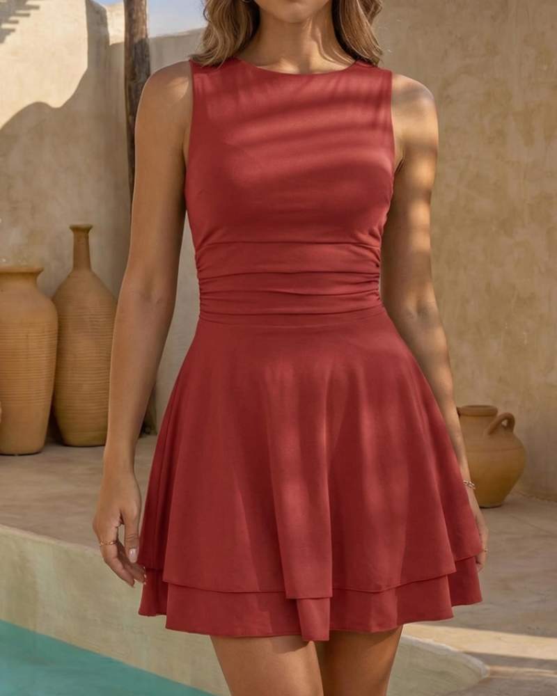 Vestito Mini Cicy Donna – Collo Quadrato, Maniche Lunghe, Corsetto e Volant