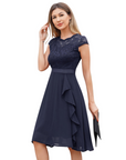 Abito Cocktail Donna Roxy – Abito Midi Elegante in Pizzo e Chiffon con Volant