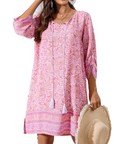 Tunica Donna Estiva Mara – Floreale Bohemien Maniche 3/4 e Fiocco