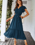 Anita Abito Maxi Donna – Abito Bohemien Floreale Scollo a V Volant Cintura Estate