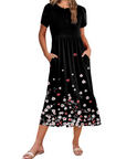 Vestito Midi Emily da Donna con Volant – Abito Estivo Svasato a Vita Alta con Tasche