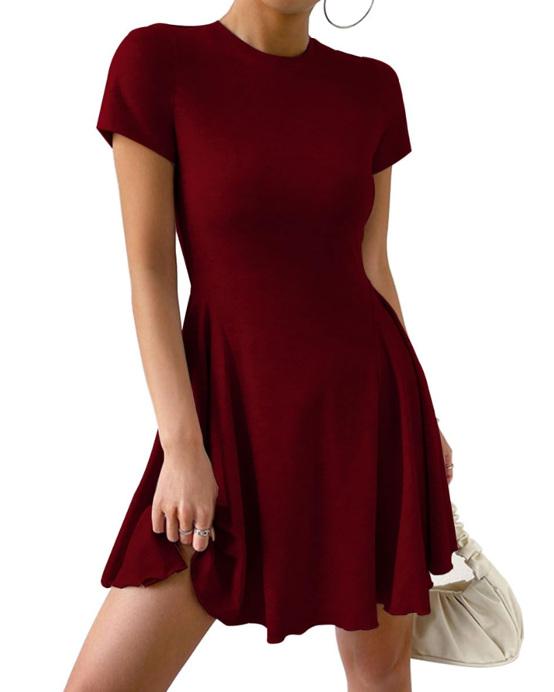 Vestito Mini Estivo Donna Nora Robe – Scollo Tondo, Taglio A-Line, Maniche Corte