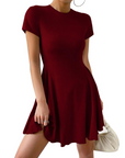 Vestito Mini Estivo Donna Nora Robe – Scollo Tondo, Taglio A-Line, Maniche Corte