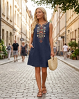 Rachel Vestito Lungo Donna Estate – Lino Cotone Senza Maniche & Tasche