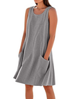 Vestito Estivo da Donna Ellai – Cotone Senza Maniche Lunghezza al Ginocchio con Tasche