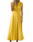 Vestito Estivo da Donna Avery – Lino Cotone Senza Maniche con Bottoni Stile Bohemien