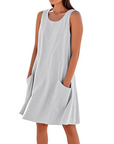 Vestito Estivo da Donna Ellai – Cotone Senza Maniche Lunghezza al Ginocchio con Tasche