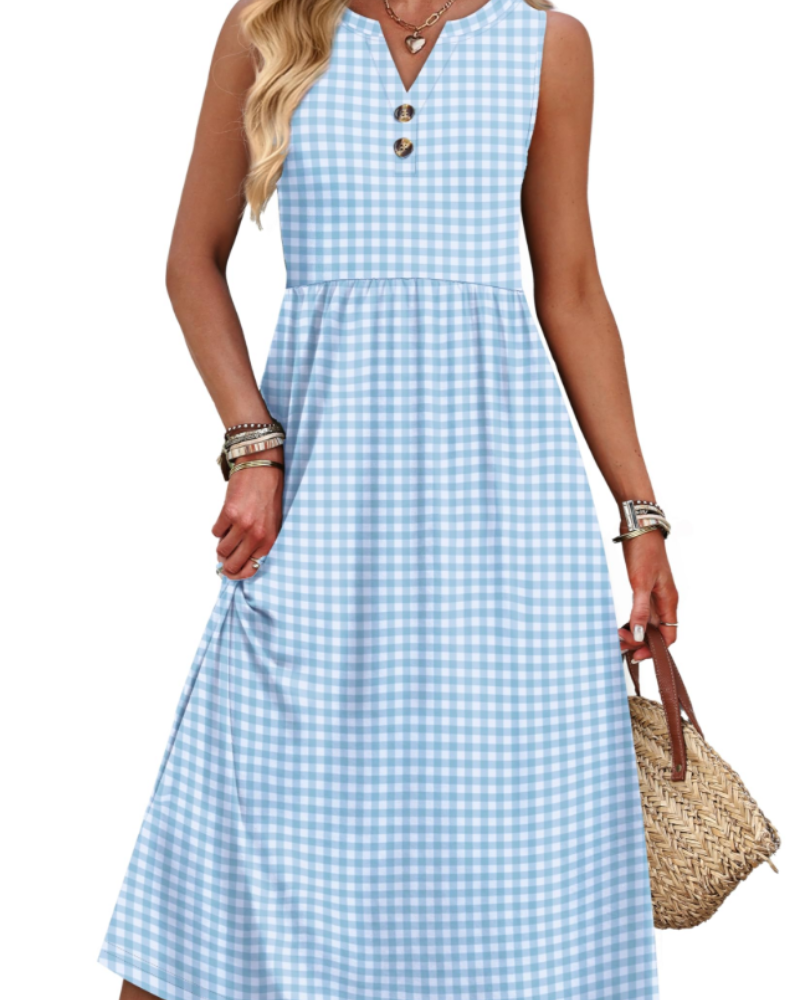 Vestito Maxi Sophia da Donna – Abito Lungo Estivo con Scollo a V, Senza Maniche e Tasche