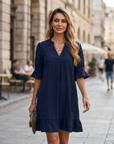 Emily Vestito Estivo Donna – Vestito Elegante Scollo a V Taglio Ampio Maniche a 3/4