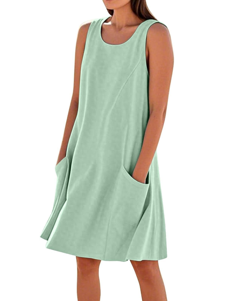 Vestito Estivo da Donna Ellai – Cotone Senza Maniche Lunghezza al Ginocchio con Tasche