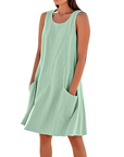 Vestito Estivo da Donna Ellai – Cotone Senza Maniche Lunghezza al Ginocchio con Tasche
