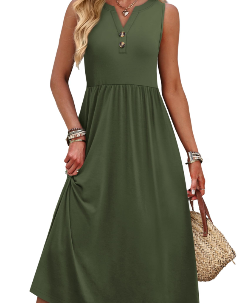 Vestito Maxi Sophia da Donna – Abito Lungo Estivo con Scollo a V, Senza Maniche e Tasche