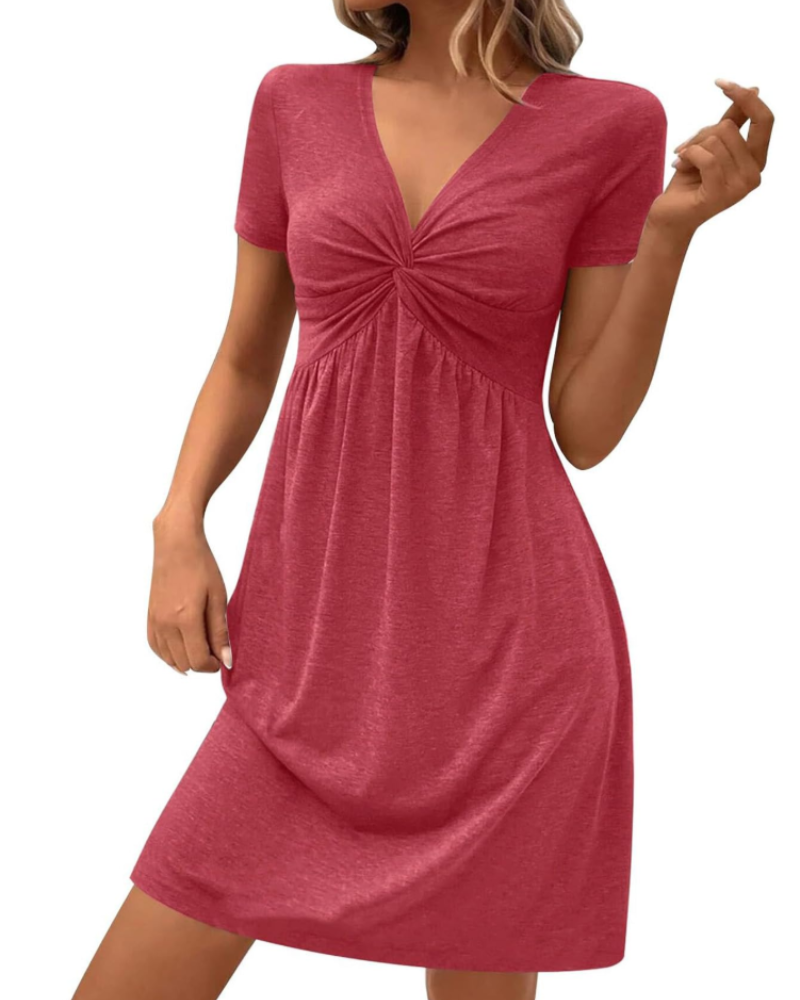 Quinn Mini Vestaglia Donna Estate – Scollo a V Maniche Corte Vita Alta
