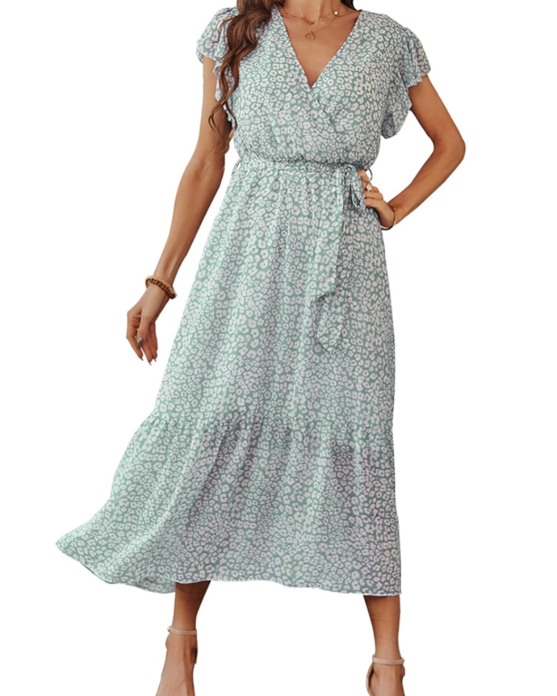 Anita Abito Maxi Donna – Abito Bohemien Floreale Scollo a V Volant Cintura Estate