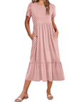 Vestito Midi Emily da Donna con Volant – Abito Estivo Svasato a Vita Alta con Tasche
