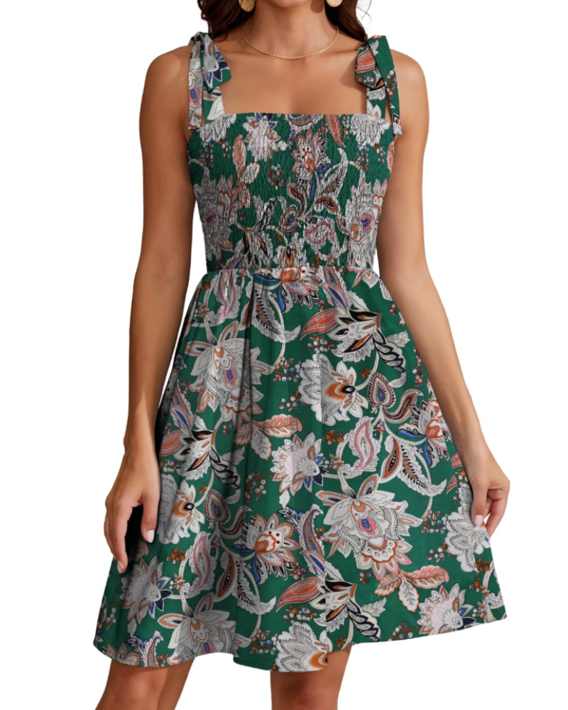Vestaglia estiva da donna Iris – floreale con scollo quadrato e spalline sottili