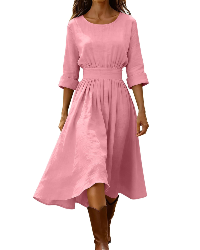 Sadie Vestaglia Lunga Donna Estate – Lino Cotone Collo a V Bottoni e Tasca