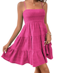 Vestito Mini Estivo da Donna Odelith – Spalline Sottili, Scollo Smockato, Taglio A-Line