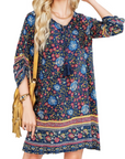 Tunica Donna Estiva Mara – Floreale Bohemien Maniche 3/4 e Fiocco
