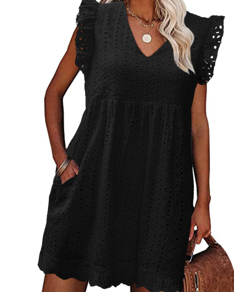 Vestaglia estiva da donna Athena – Cotone con scollo a V, ricamo traforato e tasche