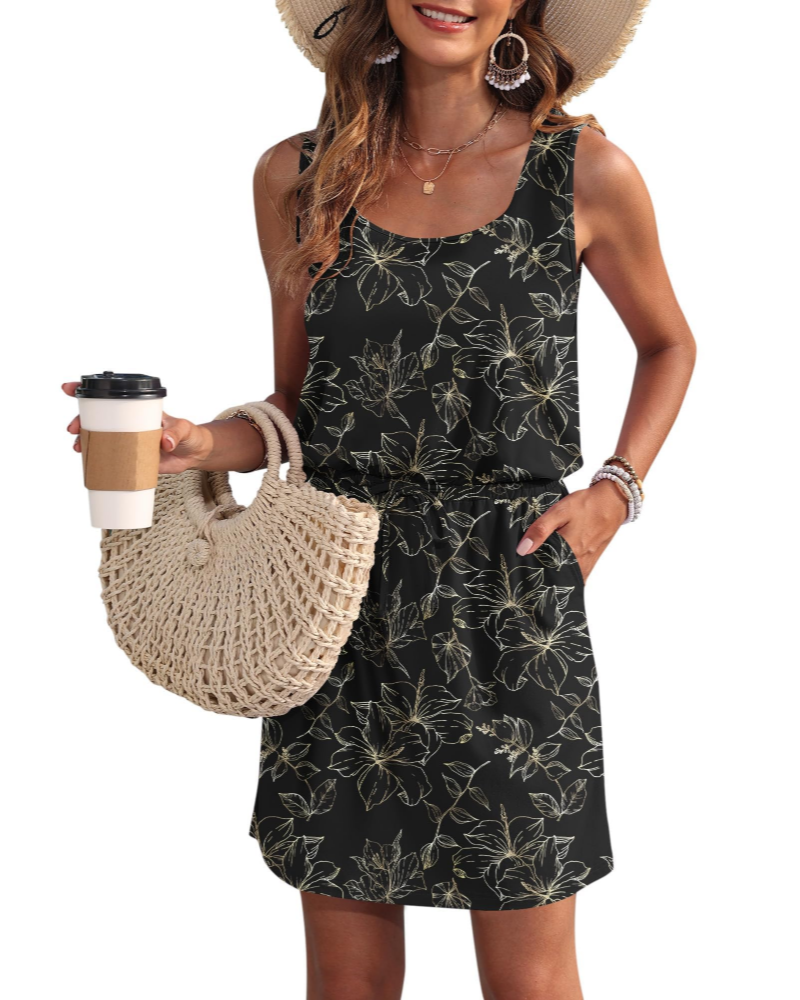 Vestaglia Faith Estiva Donna – Senza Maniche, Scollo a U con Coulisse e Tasche