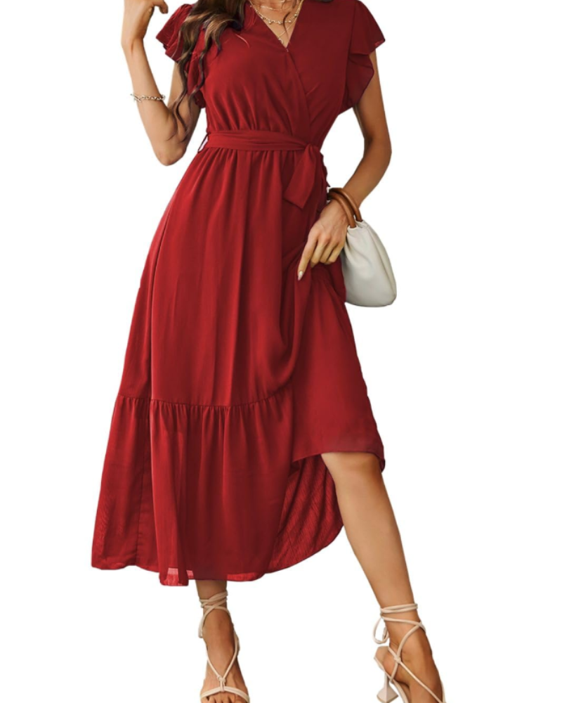 Anita Abito Maxi Donna – Abito Bohemien Floreale Scollo a V Volant Cintura Estate