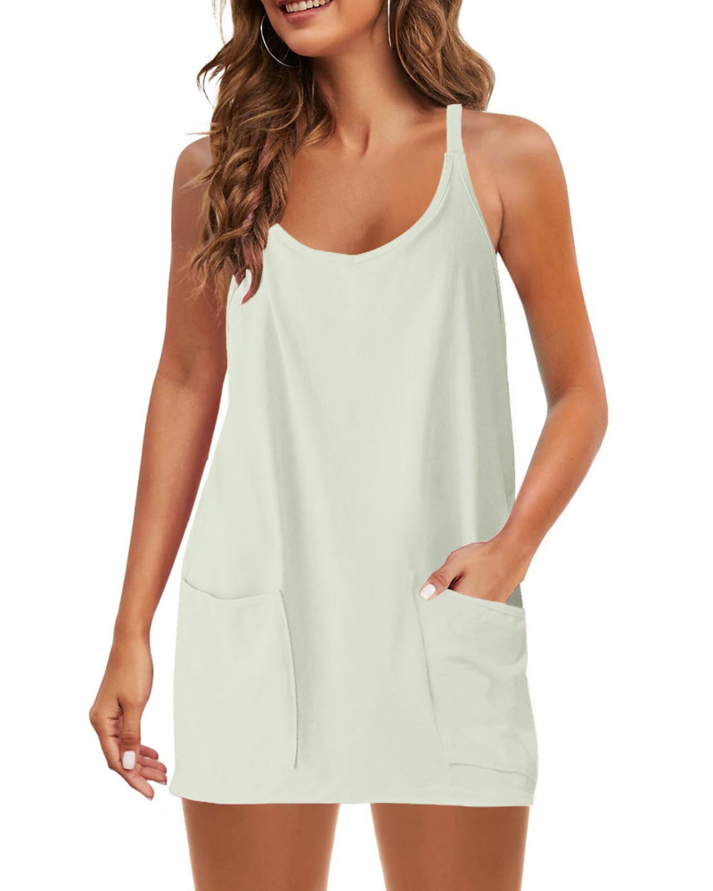 Skylar Vestito Sportivo Donna – Vestito da Tennis Corto con Spalline, Pantaloncini Integrati e Tasche