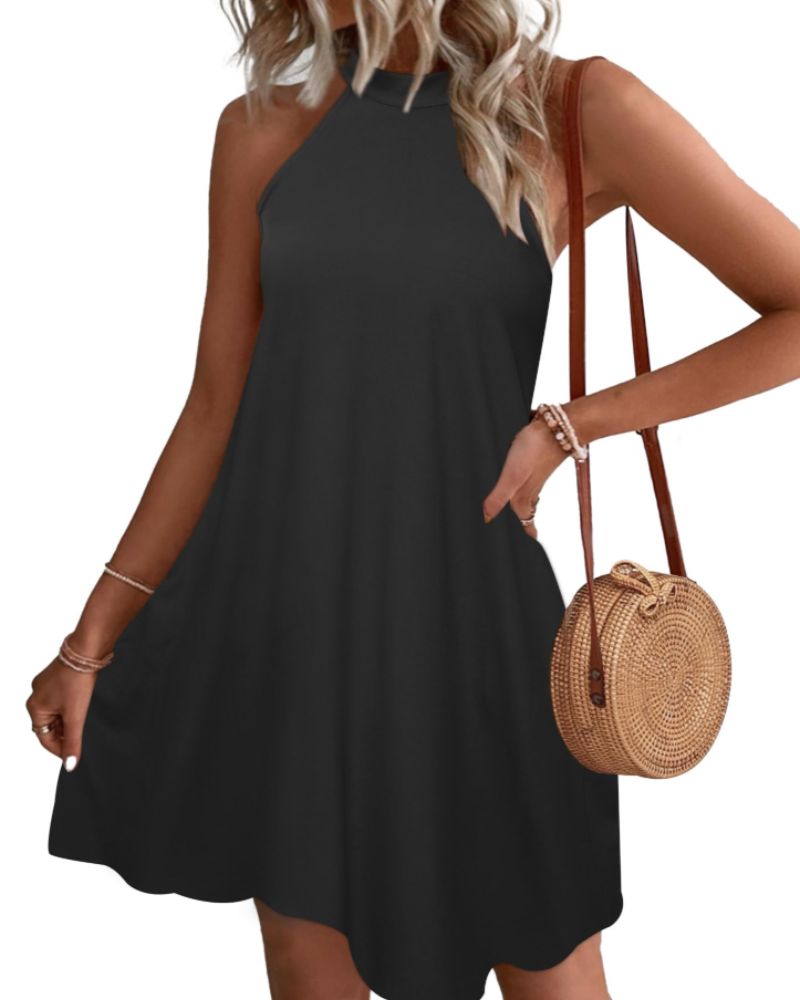 Vestito Estivo Donna Mian – Mini Tunica Halter con Schiena Scoperta e Tasche