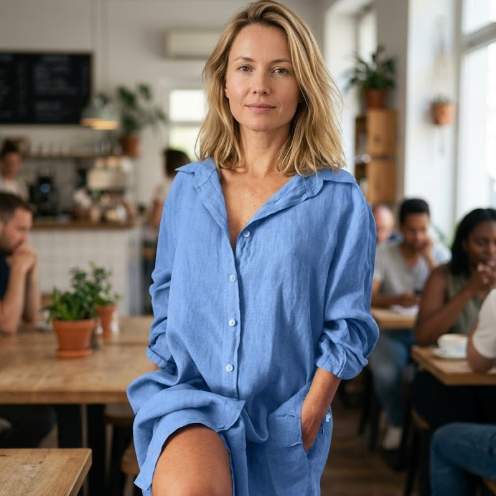 Giada Abito Donna – Abito Camicia Maxi Taglio Fluido Collo Classico Casual Estate