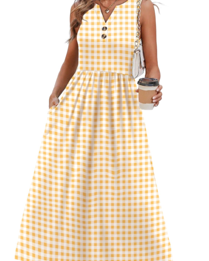 Vestito Maxi Sophia da Donna – Abito Lungo Estivo con Scollo a V, Senza Maniche e Tasche