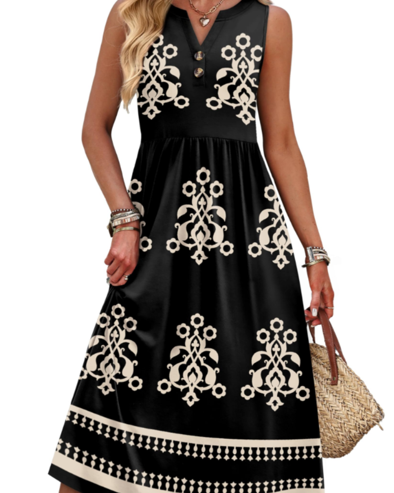 Vestito Maxi Sophia da Donna – Abito Lungo Estivo con Scollo a V, Senza Maniche e Tasche