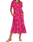 Vestito Midi Emily da Donna con Volant – Abito Estivo Svasato a Vita Alta con Tasche