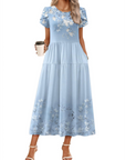 Abito Maxi Bohemien Olivia da Donna – Abito Lungo Floreale con Taglio A e Tasche