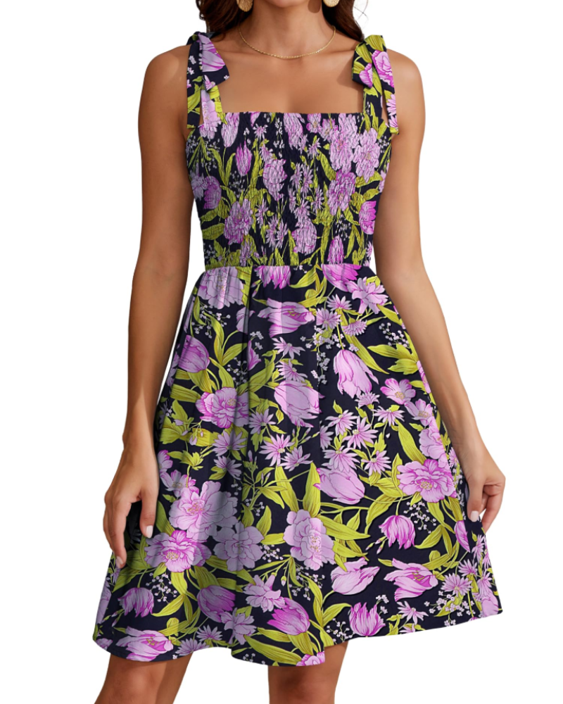 Vestaglia estiva da donna Iris – floreale con scollo quadrato e spalline sottili