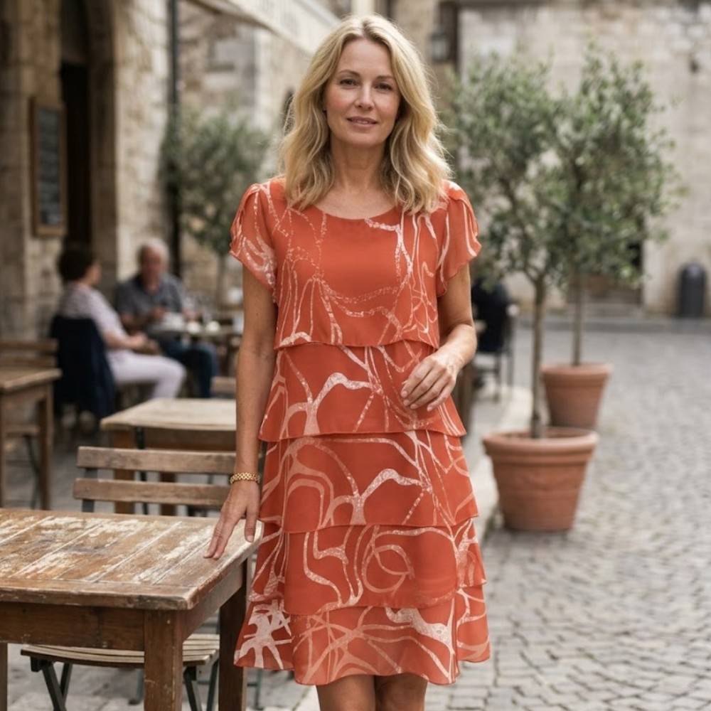 Aurora Abito Donna – Abito Floreale Bohemien Midi Volant Taglio Fluido Estate