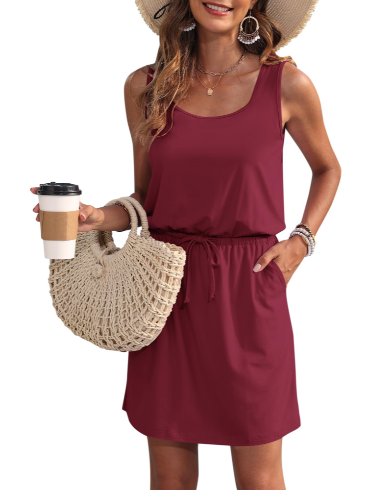 Vestaglia Faith Estiva Donna – Senza Maniche, Scollo a U con Coulisse e Tasche