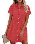 Vestito Camicia Donna in Denim Emma – Vestito Babydoll con Bottoni e Volant Sovrapposti