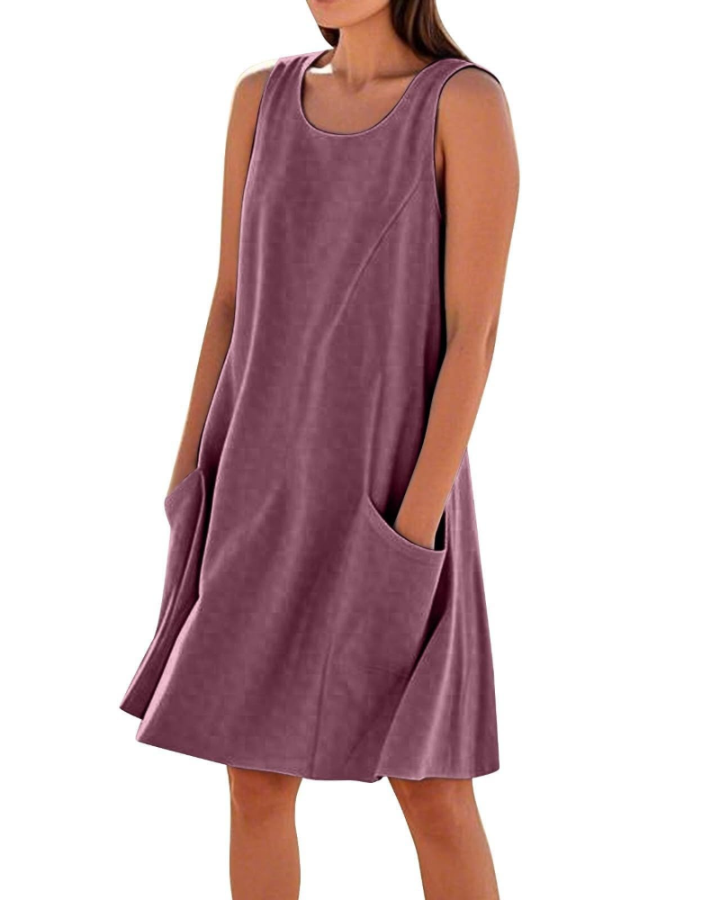 Vestito Estivo da Donna Ellai – Cotone Senza Maniche Lunghezza al Ginocchio con Tasche