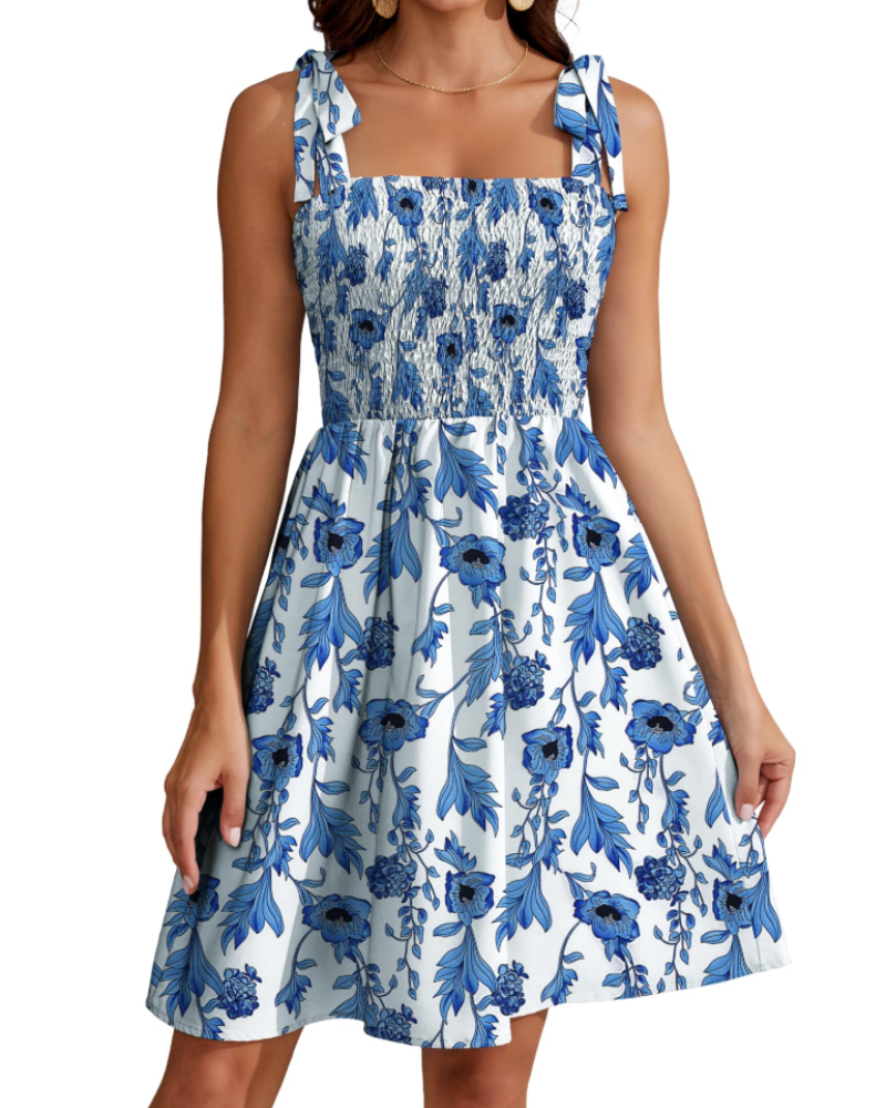 Vestaglia estiva da donna Iris – floreale con scollo quadrato e spalline sottili