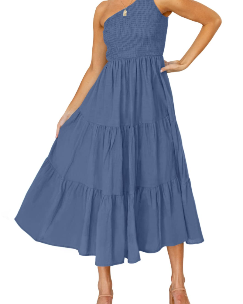 Abito Maxi Bohème da Donna ZsaZsa – Abito Monospalla con Volant, Taglio A-Line ed Elegante per l’Estate