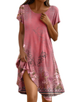 Abito Sera Donna – Abito Bohemien Maxi Fluido Girocollo Volant Taglio A-Line Elegante Estate