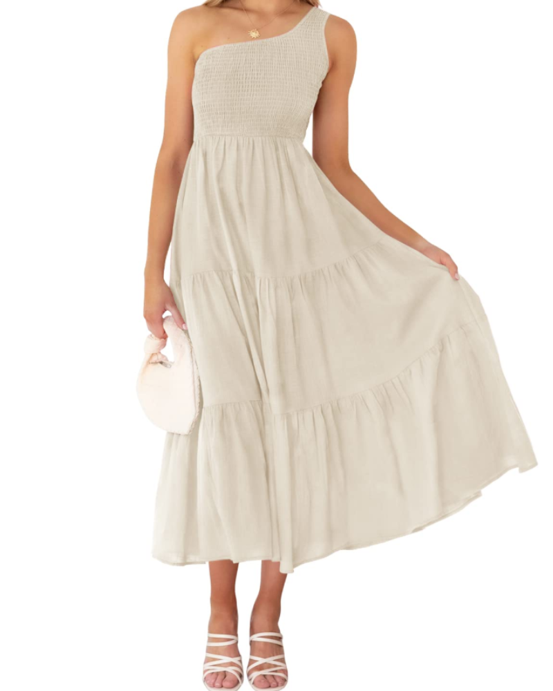 Abito Maxi Bohème da Donna ZsaZsa – Abito Monospalla con Volant, Taglio A-Line ed Elegante per l’Estate