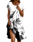 Abito Sera Donna – Abito Bohemien Maxi Fluido Girocollo Volant Taglio A-Line Elegante Estate